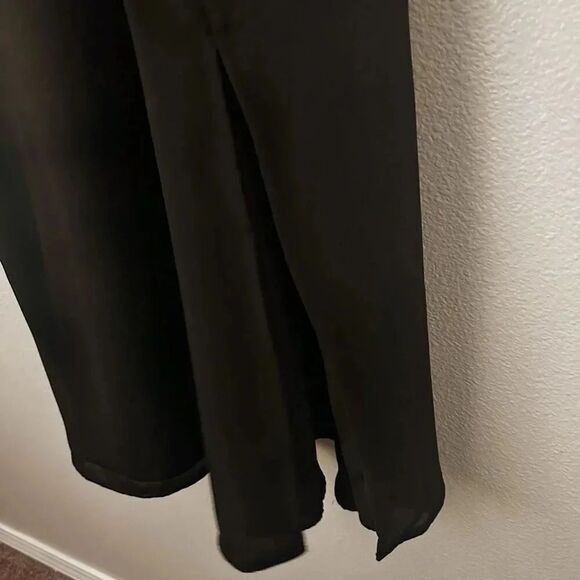 HALOGEN x NORDSTROM | Ruffle Cuff Midi Dress Rich Black Side Slit | Large - Picture 7 of 8